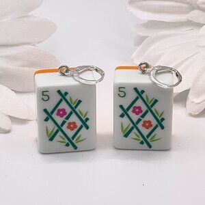 Mahjong Tile Earrings-Mahjong Earrings-Sterling Silver-New
